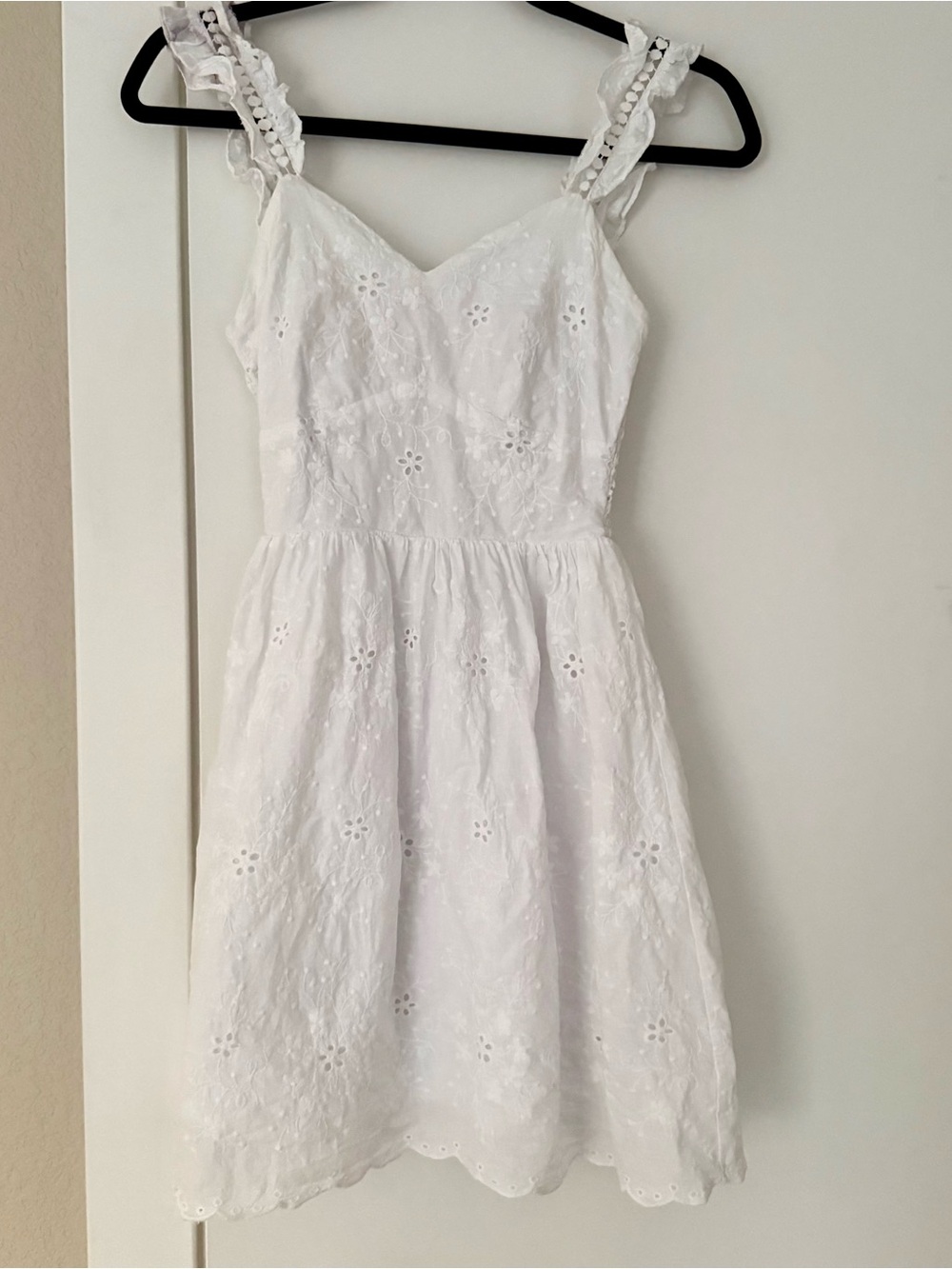 Altar'd State White Eyelet Ruffle-Strap Sundress size XS
